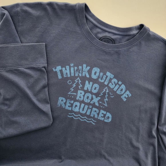 Life is Good Classic Fit blue long sleeve shirt Think Ouside No Box Required XXL - Picture 1 of 6